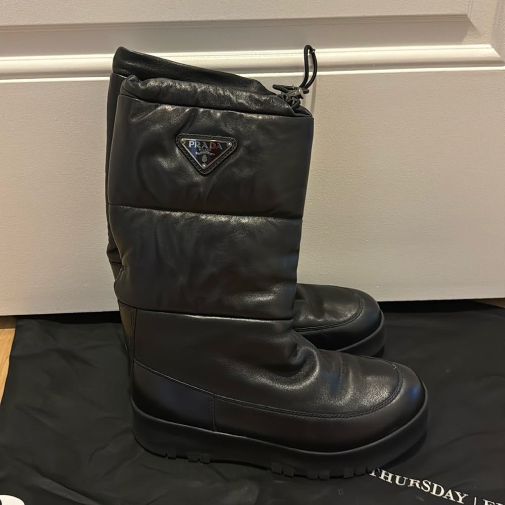 Prada Black Leather Moonboots